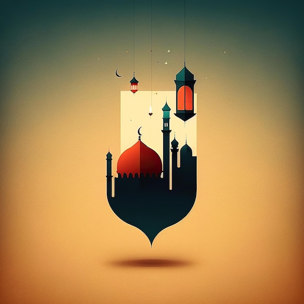 Ai generó una ilustración de estilo minimalista para el saludo de ramadán