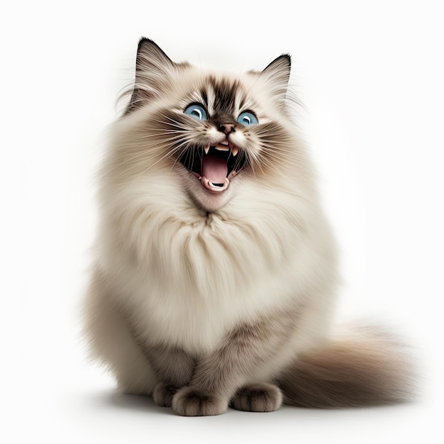 Ai generó una ilustración de un gato gordo de Birmania que parece sorprendido