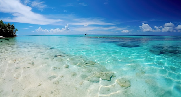 Ai generó una ilustración de una isla tropical con playa y palmeras.