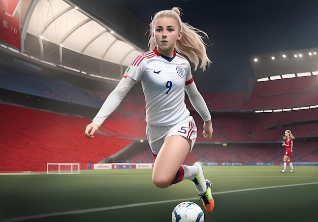 Ai generó una ilustración de una joven futbolista inglesa