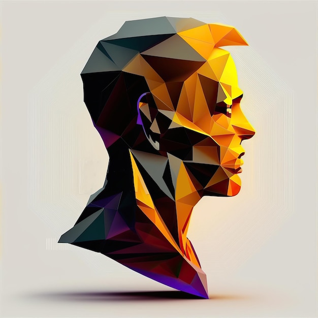 Ai generó una ilustración de un primer plano lowpoly de un rostro masculino