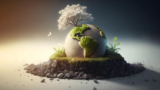 Foto ai generó una imagen conceptual del planeta tierra concepto de ecología día de la tierra día mundial del medio ambiente