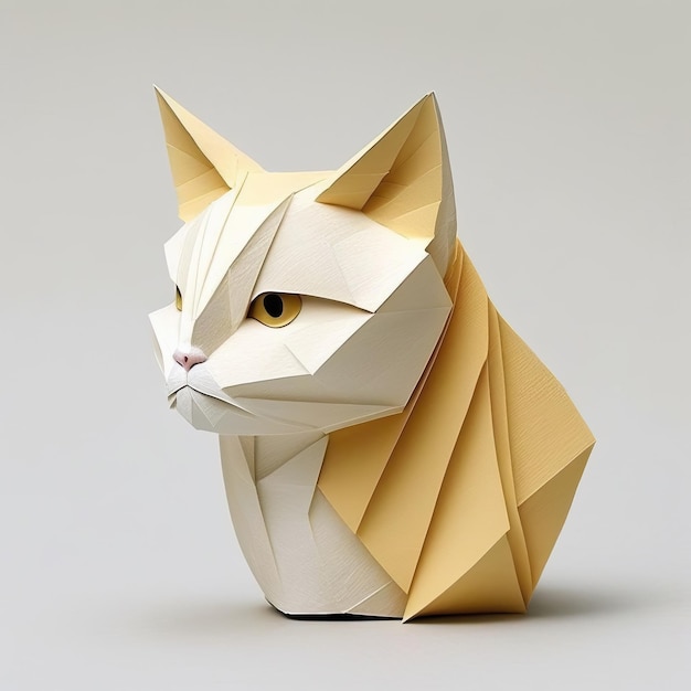 Ai generó papel de origami de gato de ilustración sobre fondo blanco