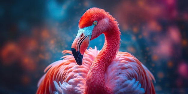 AI Gerada AI Generativa Cor rosa bonito pássaro flamingo Festa de férias vibração Arte gráfica