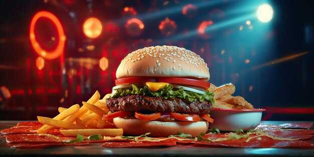 AI Gerada AI Generativa Fast food hambúrguer hambúrguer cheeseburger sanduíche fresco