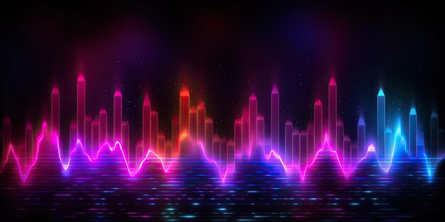 AI Gerado AI Generative Equalizer efeito onda de música neon Arte Gráfica