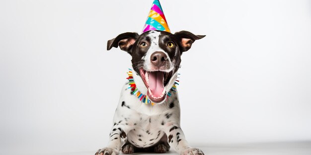 AI Gerado AI Generativo Cute cão engraçado animal de estimação em festa de aniversário celebração de chapéu Arte gráfica Ilustração