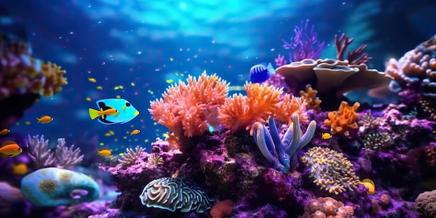 AI Gerado AI Generativo Escorpião subaquático cena de jantar fundo superfície de peixe de coral de estrela-de-mar Aventura férias explorar vibração Arte gráfica