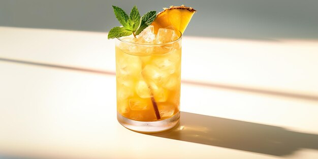 AI Gerado AI Generativo Tradicional cocktail tropical amarelo de verão mai tai Festas de férias relaxar chill vibe Arte gráfica Ilustração