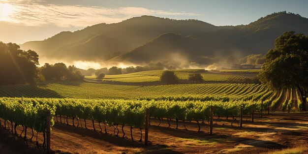 AI Gerado AI Generativo Verde fresco natureza ao ar livre fazenda campo vinha paisagem fundo arte gráfica ilustração