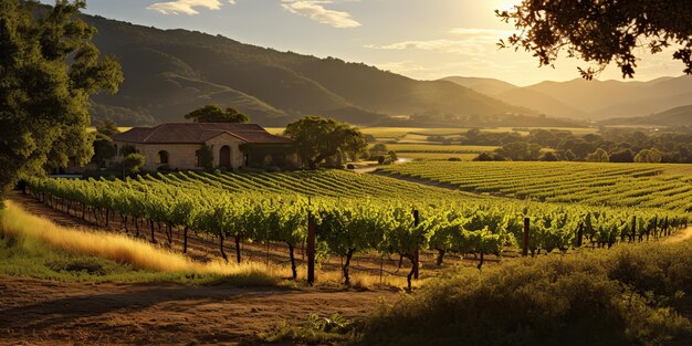 AI Gerado AI Generativo Verde fresco natureza ao ar livre fazenda campo vinha paisagem fundo arte gráfica ilustração