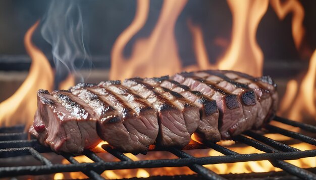 Foto ai gerado ai gerar uma foto de carne grelhada e fundo de fogo