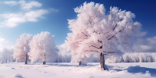 AI Gerado AI Gerativo Árvore de floresta de inverno Paisagem de parque de jardim de neve de inverno