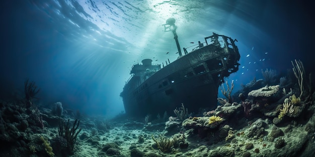 AI Gerado AI Gerativo Sob a água mar oceano mergulho aventuras de mergulho Submarino explorar