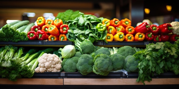 AI gerado por IA Generative Vegetais de dieta de alimentos ecológicos orgânicos frescos na loja do mercado