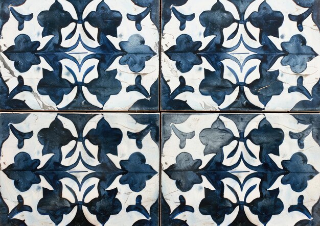 Foto ai gerativa azulejos de cerâmica de estilo português decoração exterior vintage azul e branco