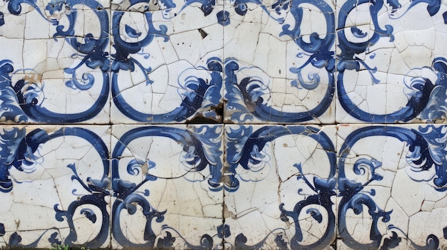 AI gerativa azulejos de cerâmica de estilo português decoração exterior vintage azul e branco