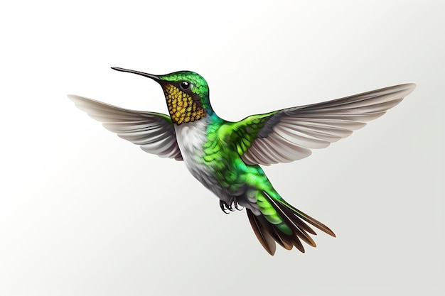 AI gerativa Colibri voador isolado em fundo branco