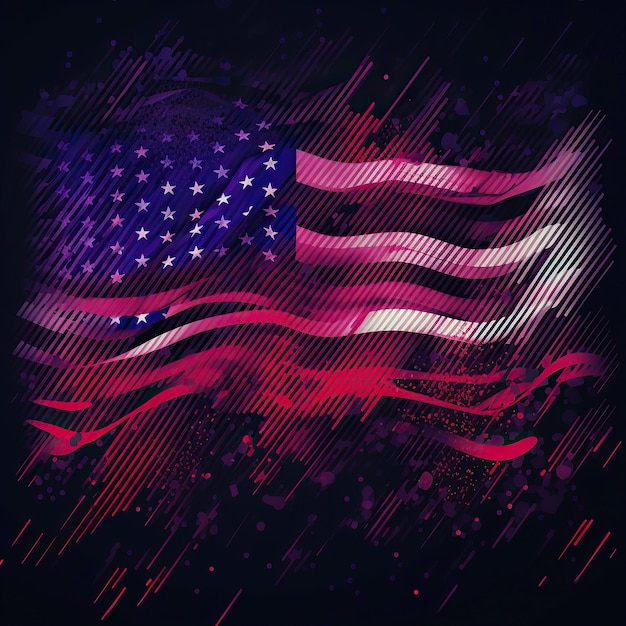 Ai gerou a ilustração da bandeira dos EUA contra o fundo escuro