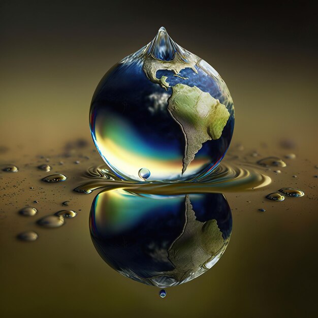 Ai gerou gota de água de ilustração com terra Dia Mundial da Água
