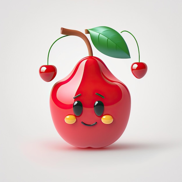 Ai gerou ilustração Cute Cherry Happy Personagem de desenho animado