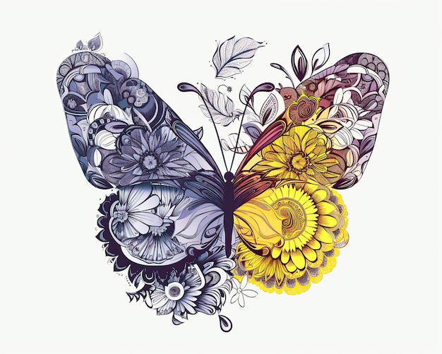 Ai gerou ilustração meia flor e meia borboleta