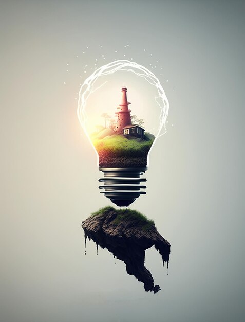 Foto ai gerou lâmpada de ilustração com farol