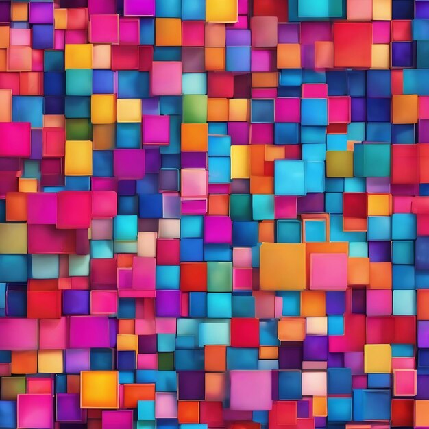 Ai gerou uma ilustração de um papel de parede abstrato vibrante com uma série de quadrados coloridos