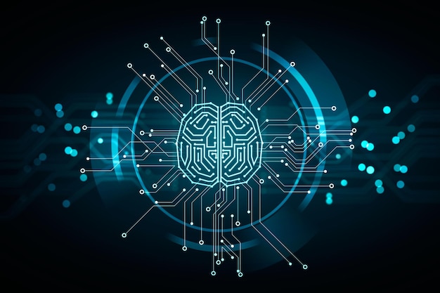 Ai-Hologrammkonzept für künstliche Intelligenz Maschinelles Lernen und Robotik 3D-Rendering