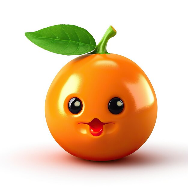 ai illustrierte Generation von süßen 3D-Cartoon-Charater orange Frucht isoliert weiß