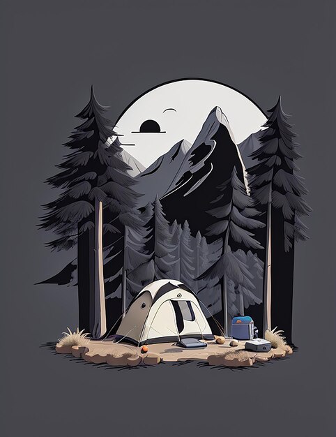 Ai imagem de acampamento para design de camiseta