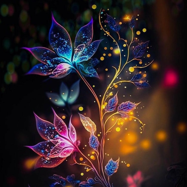 Foto ai imagen de flor colorida con relámpago amp oscuro
