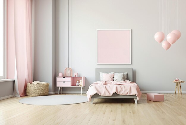 Ai quarto rosa generativo para uma menina