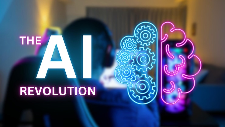 Foto ai tecnología inteligencia artificial hombre usando tecnología robot inteligente ia inteligencia artificial mediante la entrada de comando para genera algo transformación tecnológica futurista charla con ia