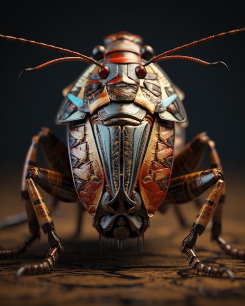 Aia Dubia insecto cucaracha anime caminando en silencio alrededor de fondo negro foto generada por IA