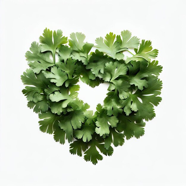 Foto aigenerated coriander romance realista em forma de coração vegetable art generative ai