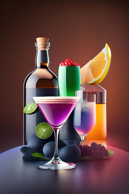 AIgenerierte Illustrationen von Cocktails