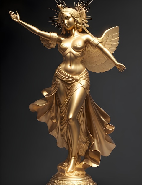 AIGenerierte Kunst einer wunderschönen goldenen Gott- oder Göttinnenstatue oder Skulptur für Tapeten und Designs