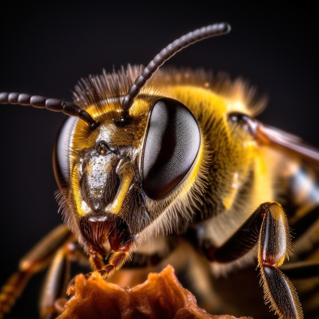 AIimagen fotografía de naturaleza fotografía macro de una abeja extremadamente