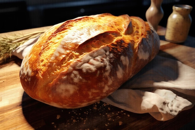 AIInfused Perfection Genießen Sie den Genuss von flauschigem Bio-Brot frisch aus dem Ofen