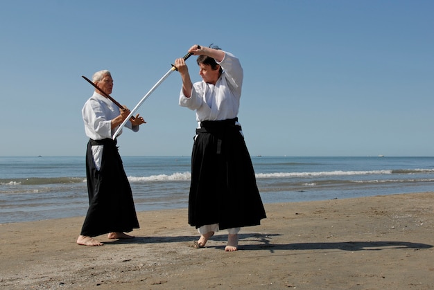 Aikido-Training am Strand