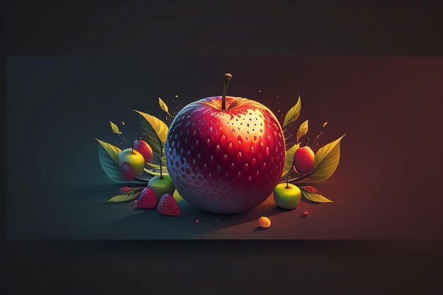 Ainda vida maçã fruta cartaz criativo capa banner papel de parede fundo design arte