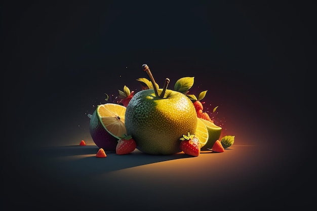 Ainda vida maçã fruta cartaz criativo capa banner papel de parede fundo design arte