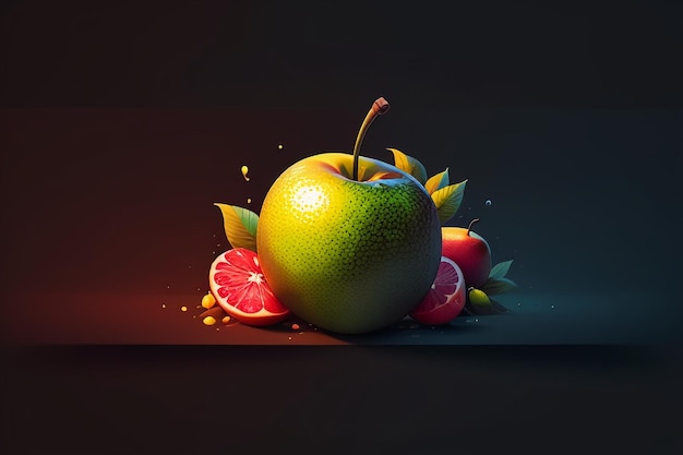 Ainda vida maçã fruta cartaz criativo capa banner papel de parede fundo design arte