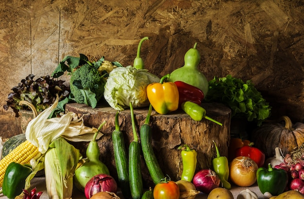 Ainda vida vegetais, ervas e frutas.