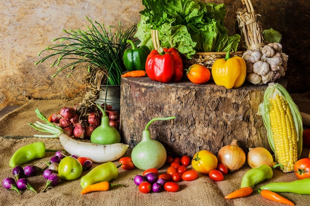 Ainda vida vegetais, ervas e frutas.