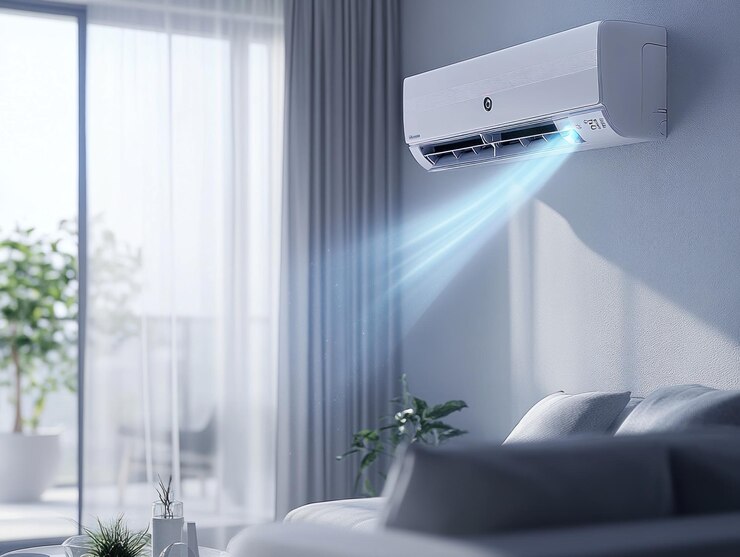 El aire acondicionado moderno en una sala de estar