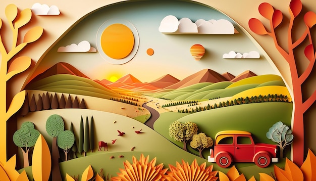 Aire fresco y sol Verano Paisaje Ilustración IA generativa