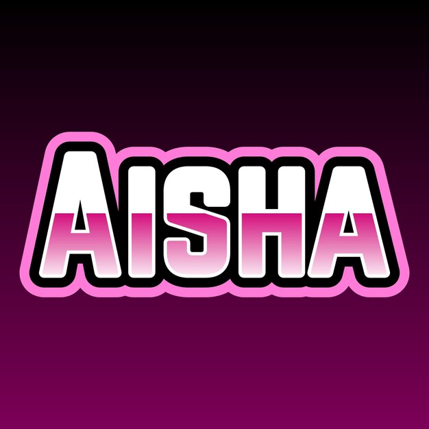 Foto aisha tipografía diseño 3d texto lindo palabra cool foto de fondo jpg