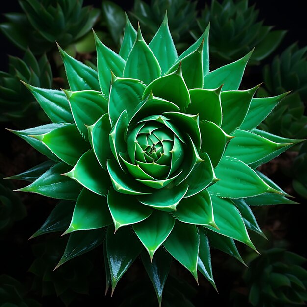 Aislado de Agave un fascinante primer plano de una planta de Agave H Vista superior sobre fondo blanco